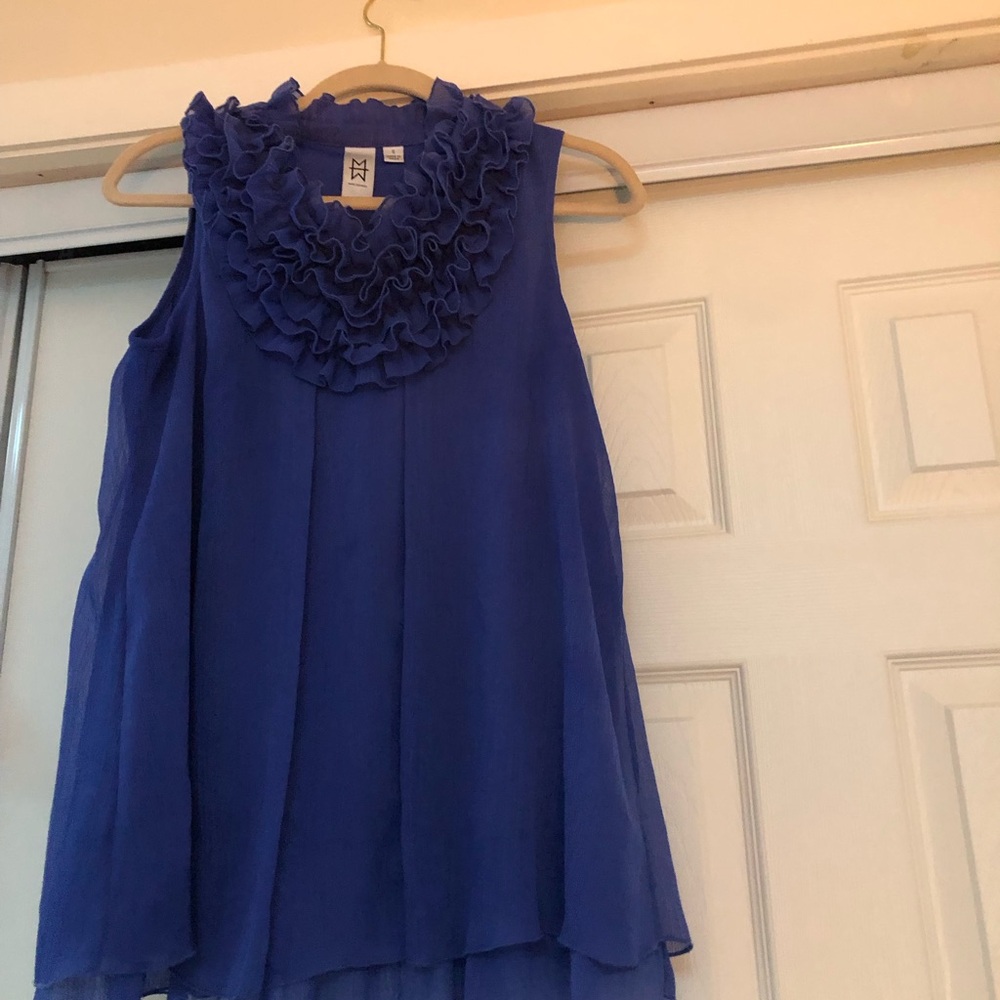Marc Bouwer Royal Blue Ruffled Neck Sleeveless Camisole